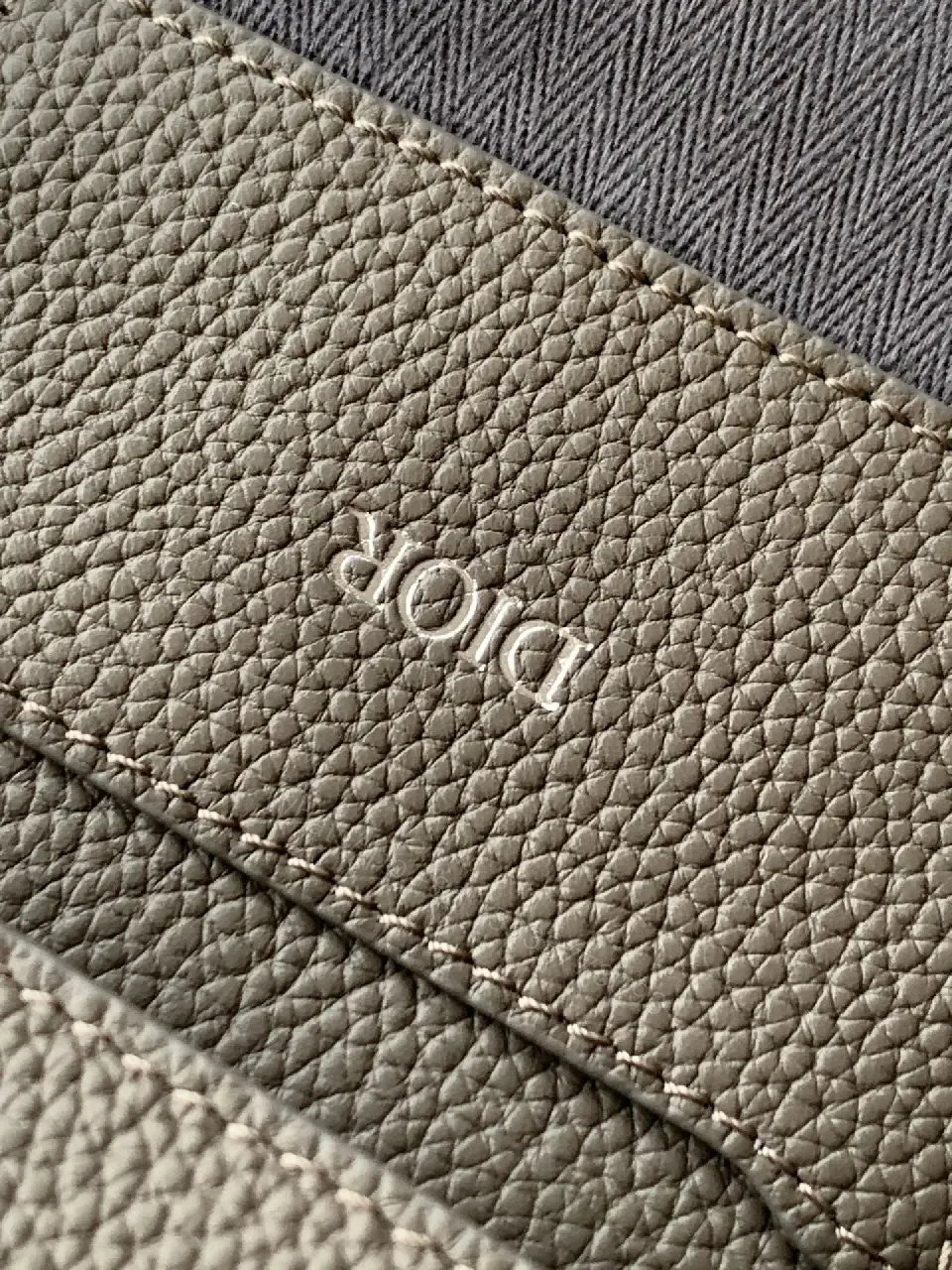 View 6 of Grey Leather Matte Dior Clutch with Top Handle and Wrist Strap