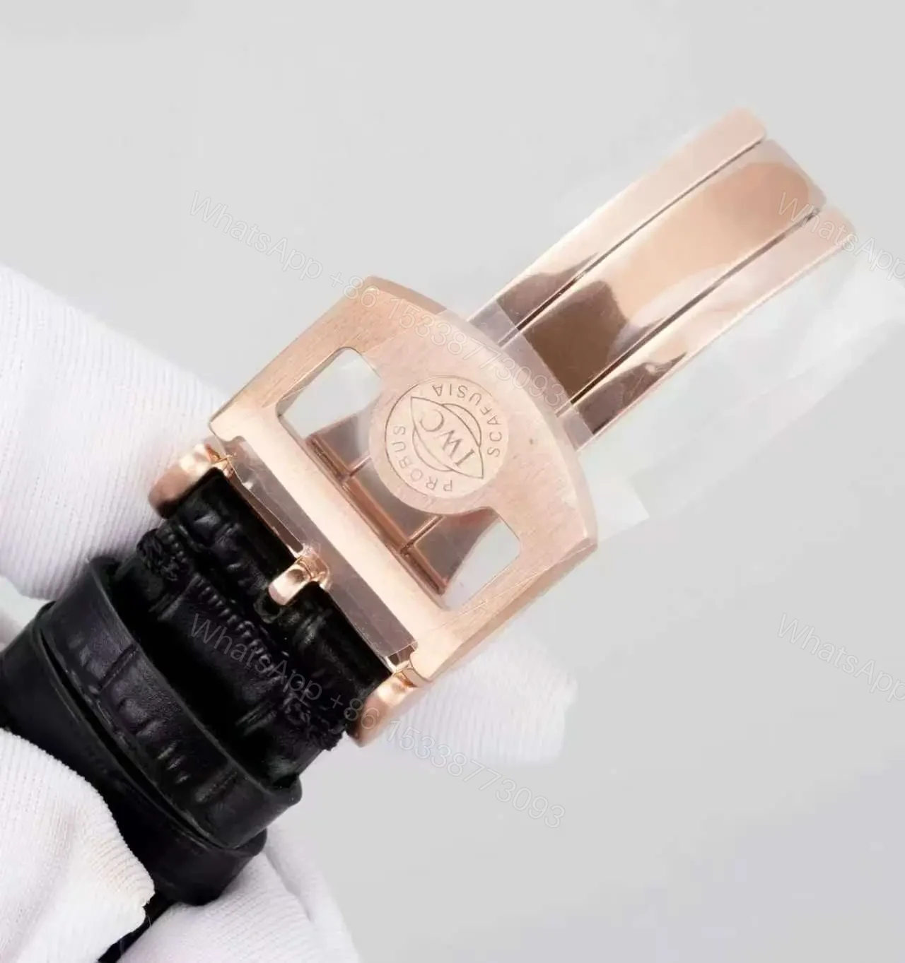 View 9 of IWC Black Tourbillon Watch Rose Gold Black Leather Strap Ultimate 42MM IWC-TOUR-BLK-RG42