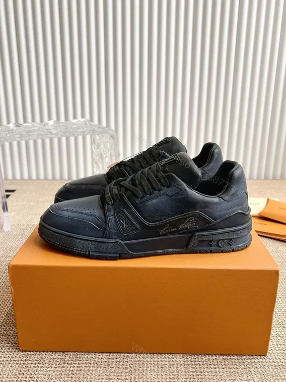 View 9 of Black Leather Minimalist Sneaker â€” LV-Inspired, All-Day Comfort