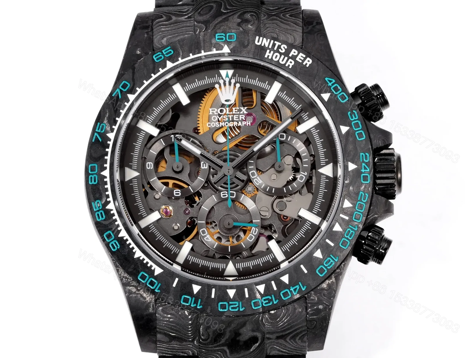 View 3 of Rolex Daytona DiW Carbon Turquoise Skeleton Replica Watch 116500LN-DiW-TURQUOISE