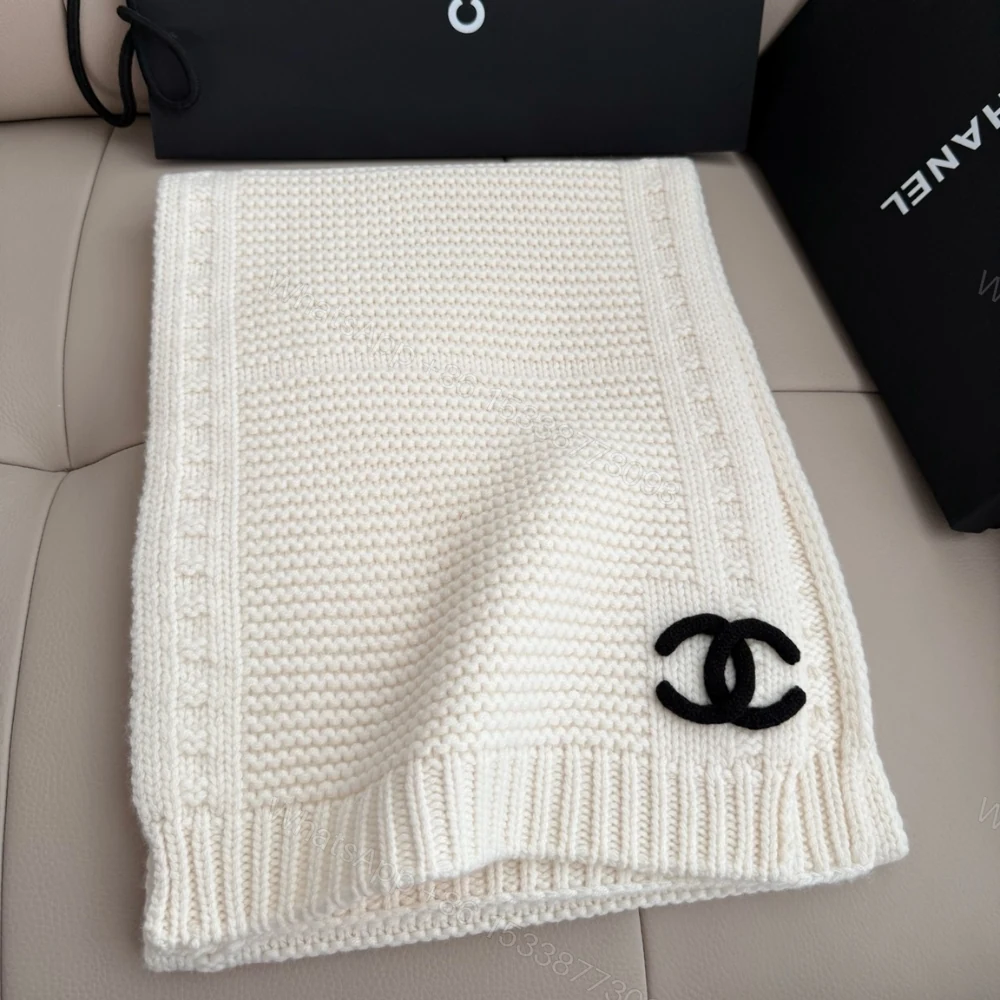 View 4 of Chanel Cashmere Knit Scarve White
