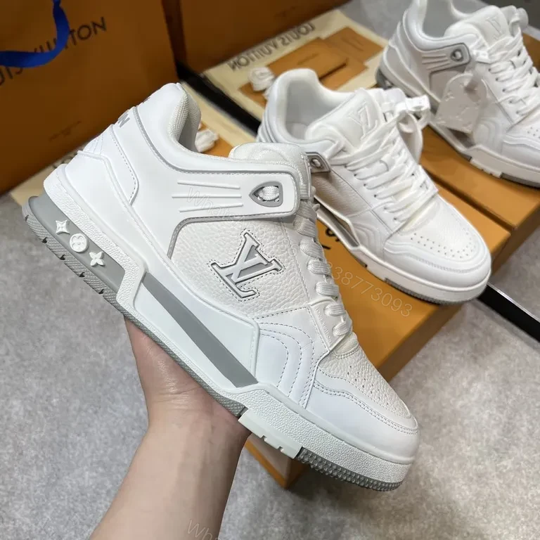 View 5 of Minimalist White Luxury Training Sneaker with LV Craft
