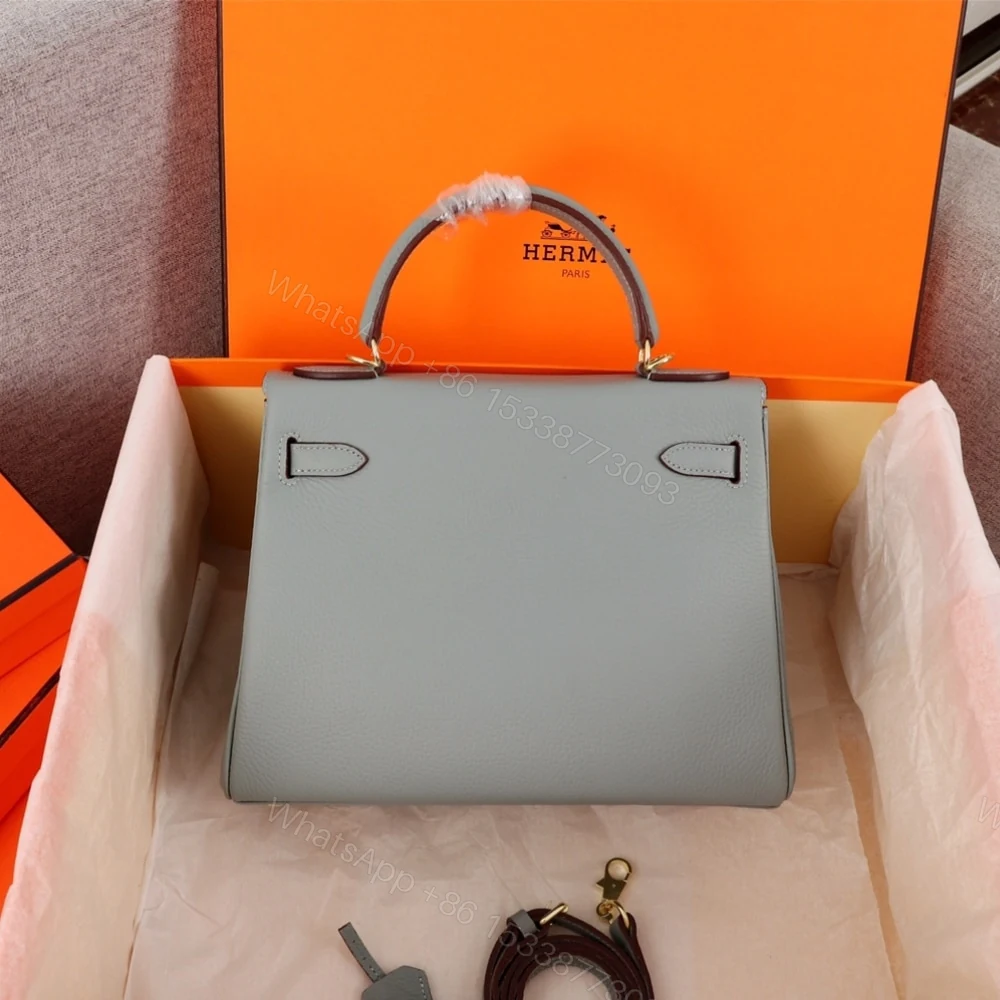 View 7 of Hermes Kelly 25 Togo Handbag Gris Mouette 25Cm