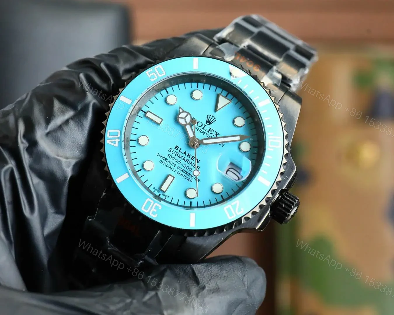 View 3 of Blaken Custom Rolex Submariner Tiffany Blue DLC 40mm RG-CUSTOM-SUB-40MM-BLAKEN-TIFFANY-DLC