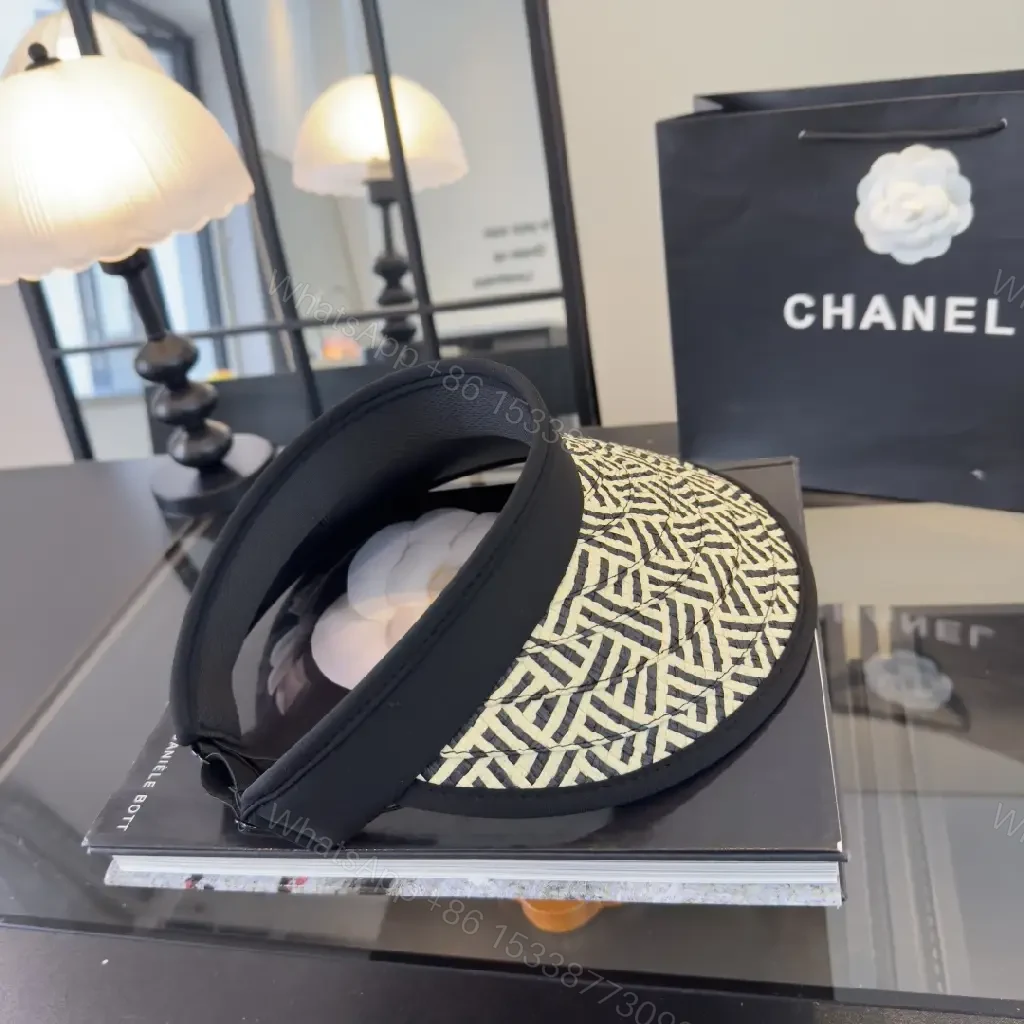 View 3 of Black Leather-like Open-back Sport Visor Chanel Logo Embellished Visor