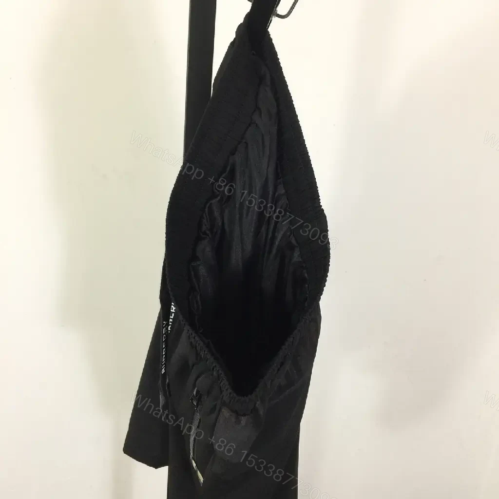 View 3 of Black Nylon Shorts with Burberry Stripes Drawcord Opening