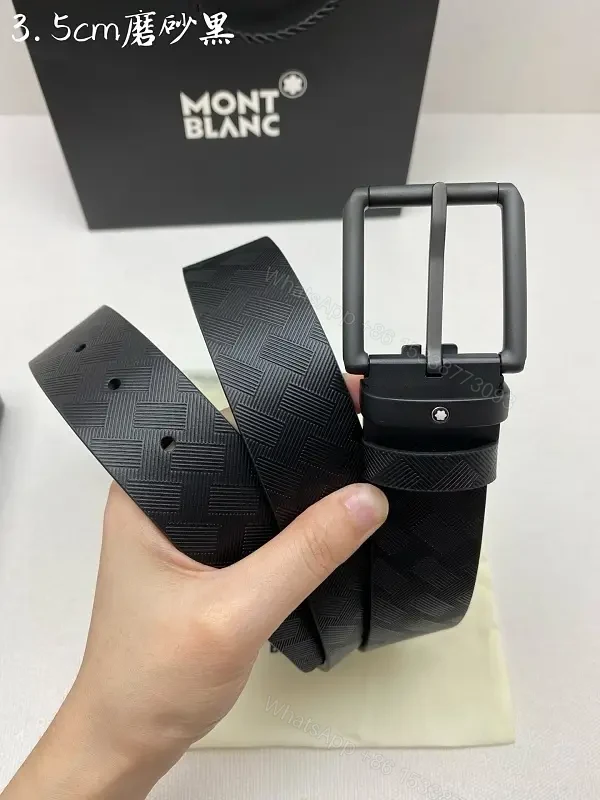 Black Matte Chevron Belt with Gunmetal Buckle, Minimalist Montblanc Keeper — view 1