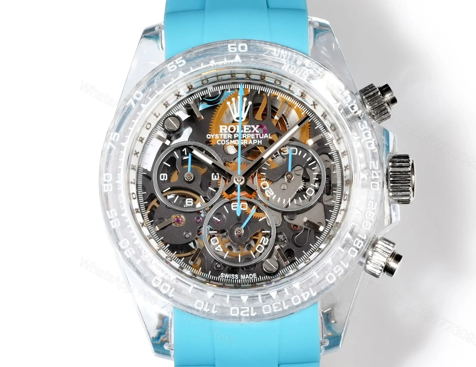 View 2 of Rolex Daytona Sapphire Argentina Edition replica 40MM Blue Rubber Strap Edition RG-DAYTONA-SAPPHIRE-ARGENTINA-BLUE-RUBBER-40