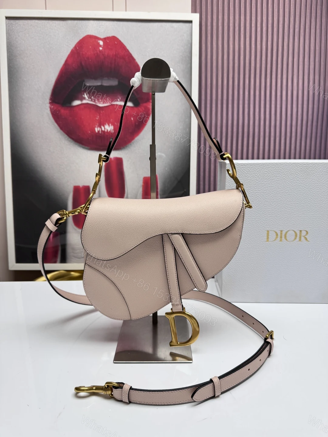 Dior A貨馬鞍包 淺粉裸色氣質單肩包優雅斜背款 — view 1