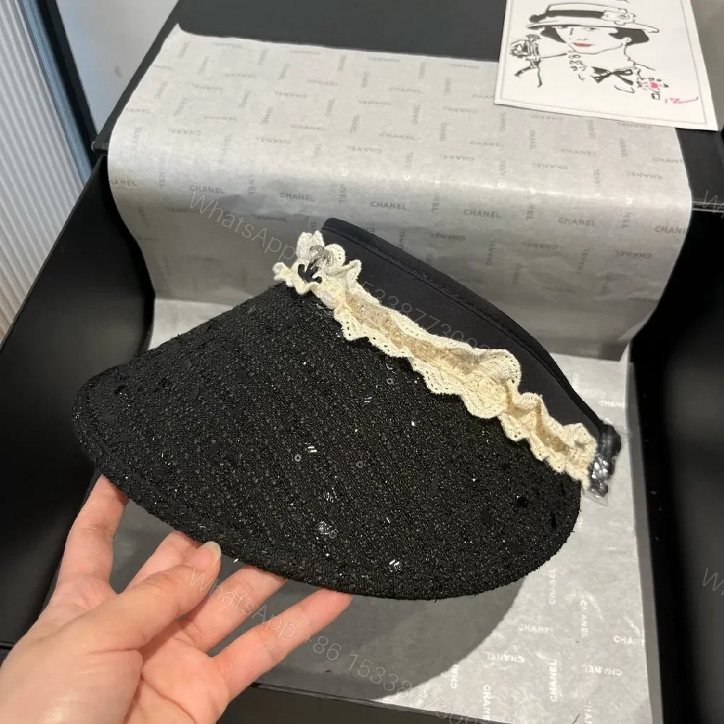 View 7 of Chic Black Knit Cloche with Lace Collar - Luxe Accessory