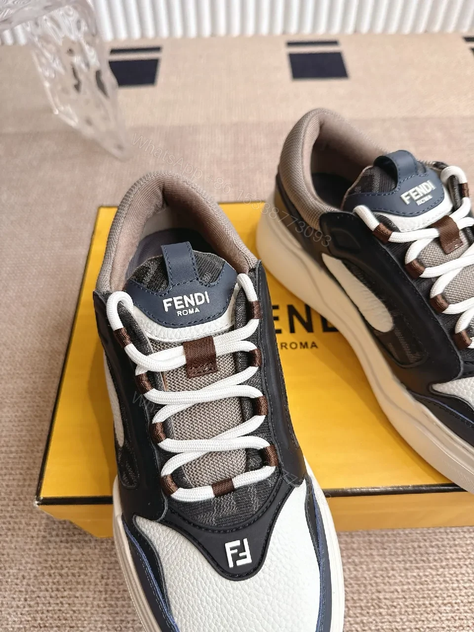 View 2 of Bold Black-White Luxe Sneakers with Signature Detailing