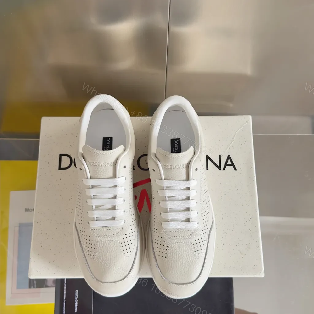 View 2 of Off-White Leather Sneaker: Minimalist, Perforated, Comfortable