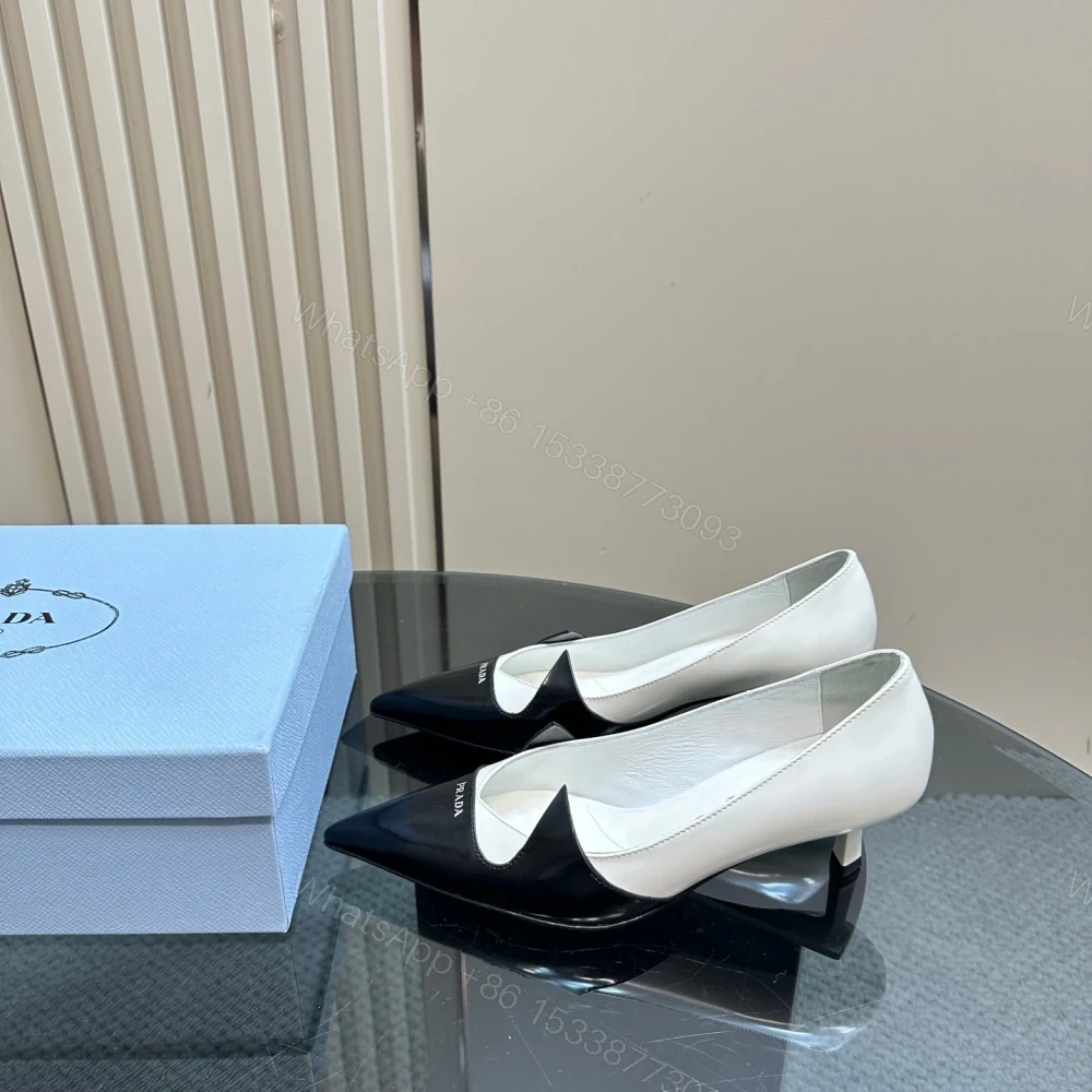 View 2 of 高仿Prada*1I976E尖頭走秀款高踭鞋5.5CM黑白色免檢版