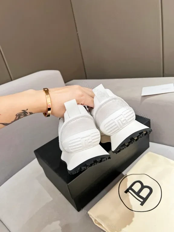 View 5 of Chic White Balmain High-Top Sneakers: Luxe Comfort