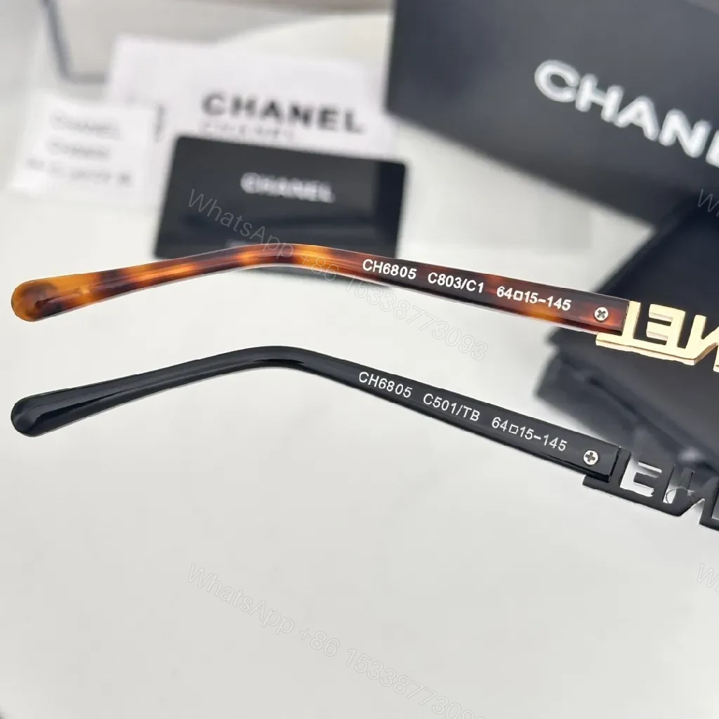 View 5 of Tortoise Shell Sunglasses, Gold Logo Accents, Square Design, UV Protection