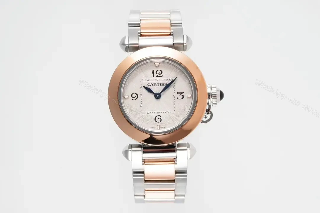 JF Factory Cartier Pasha de Cartier Women’s Watch – Two-Tone Stainless Steel and Rose Gold, 30mm, White Dial, Quick-Release Stainless Steel and Calf Leather Straps, Swiss Quartz Movement Cal.157 — view 1