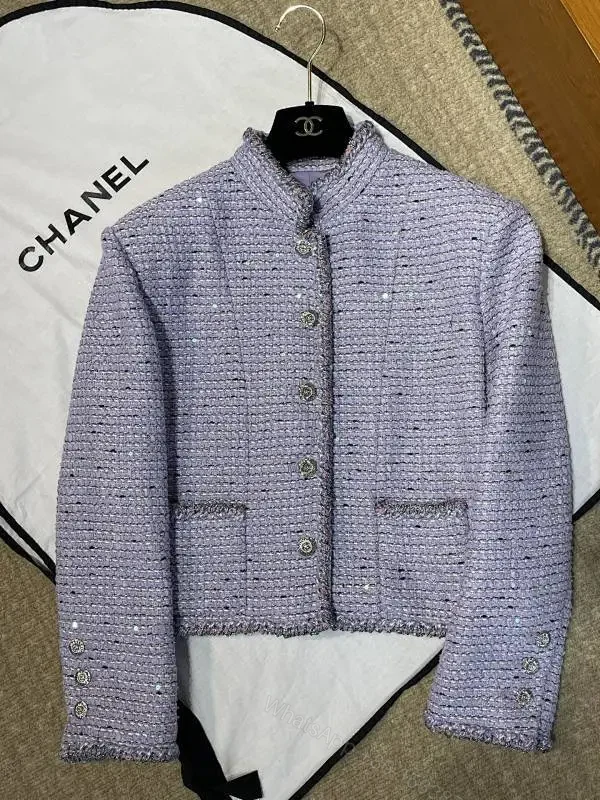 Lilac Bouclé Tweed Jacket: Structured Modern Luxury, Ultra Textured — view 1