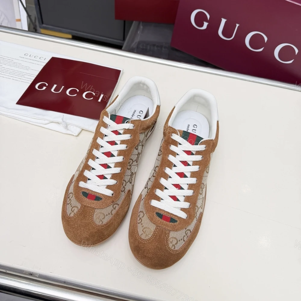 View 5 of Gucci Men Shift Trainers Beige And Dark Brown