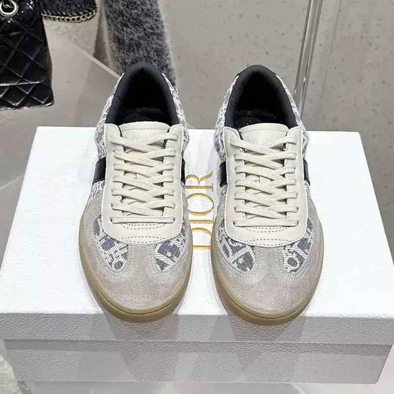 View 2 of DIOR B01 MATCHPOINT SNEAKERS UNISEX SUEDE AND JACQUARD CANVAS GREY/BLUE – CD178