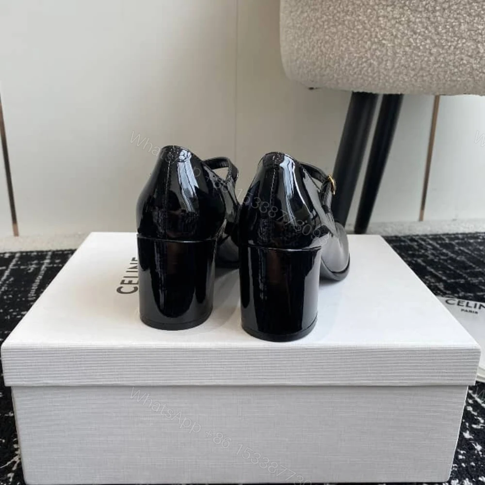 View 5 of CELINE LILY PERFORATED TRIOMPHE BABIES IN PATENT BLACK 360314582C 38NO