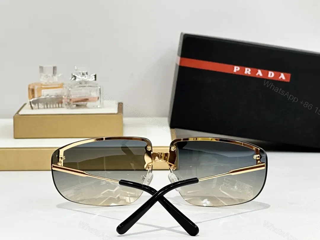 View 8 of Bold Rimless Sunglasses with Gold Hardware