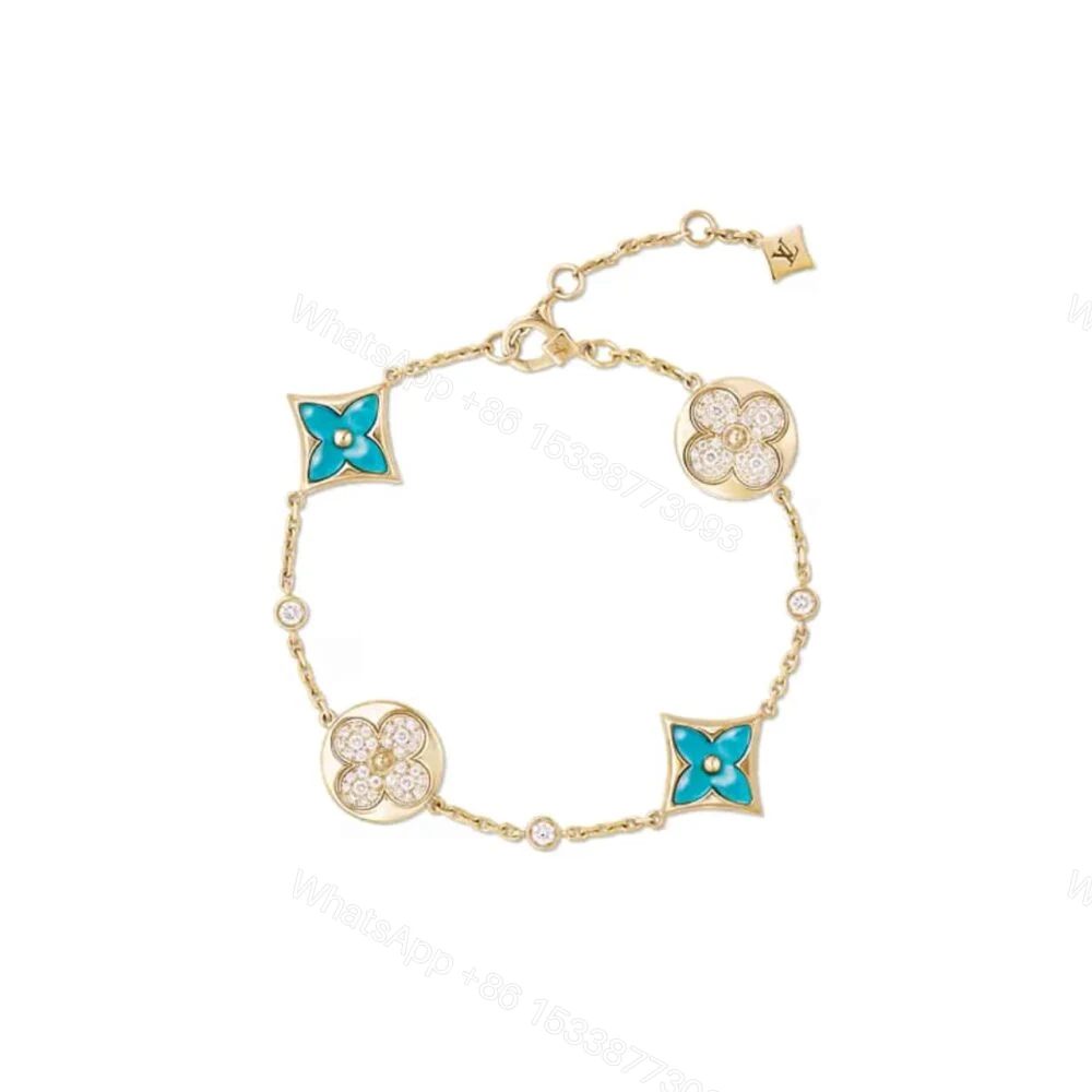 Louis Vuitton Color Blossom BB Bracelet Gold Tone With Blue Q05979 — view 1