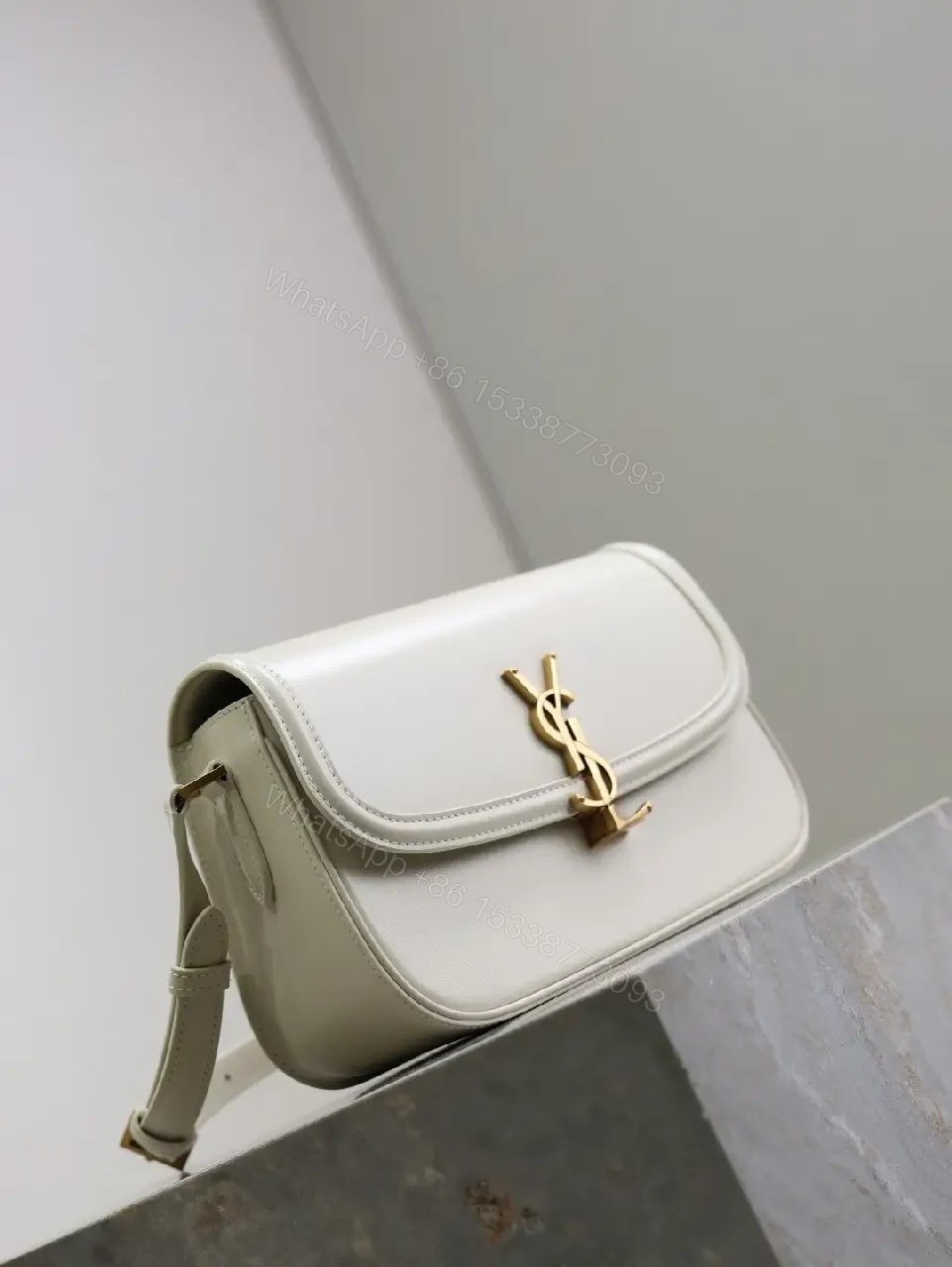 View 2 of Ivory Leather Crossbody — Gold-Accent, Compact, Everyday Ease