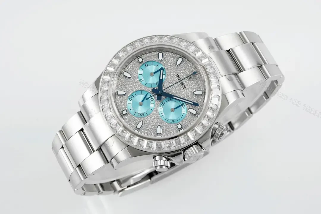 Exquisite diamond pave daytona replica 40MM Platinum 116576TBR — view 1