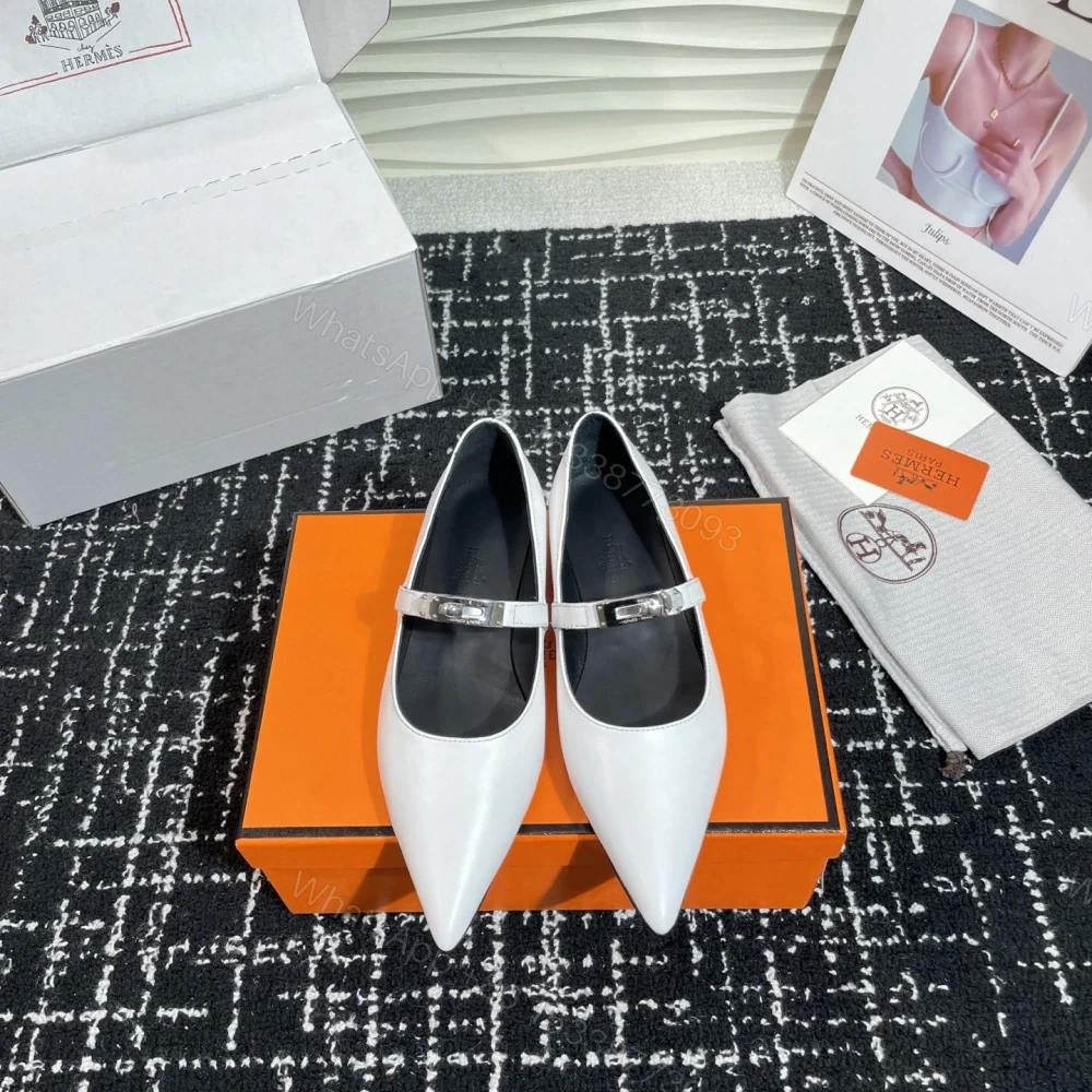 高仿Hermes*Kelly系列H251002Z01小牛皮休閒單鞋白色免檢版 — view 1