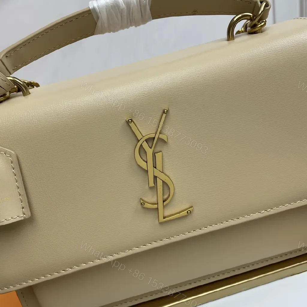 View 2 of Beige Leather Crossbody: Minimalist Luxury with Gold Hardware