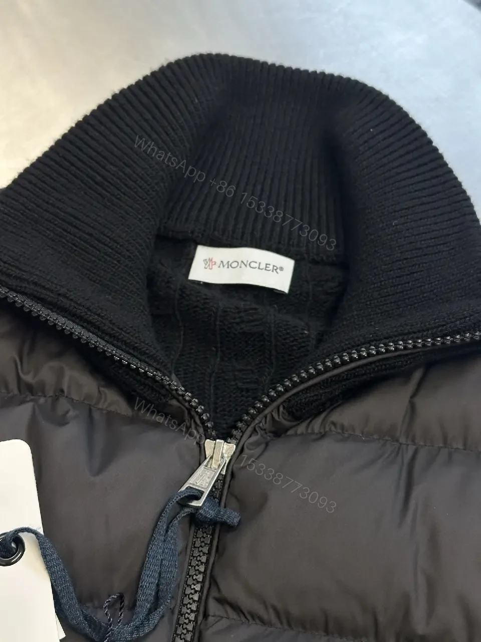 View 4 of Tech-Inspired Quilted Jacket with Knit Sleeves - Versatile Outerwear