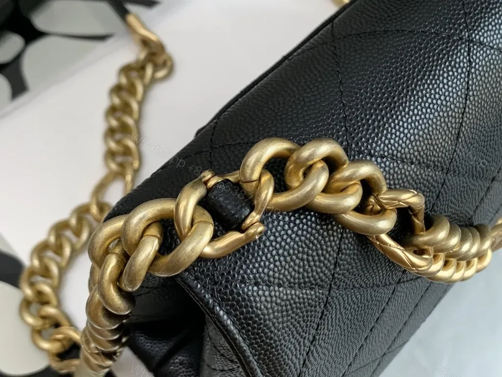View 7 of Chanel-Inspired Quilted Leather Shoulder Bag with Gold Chain