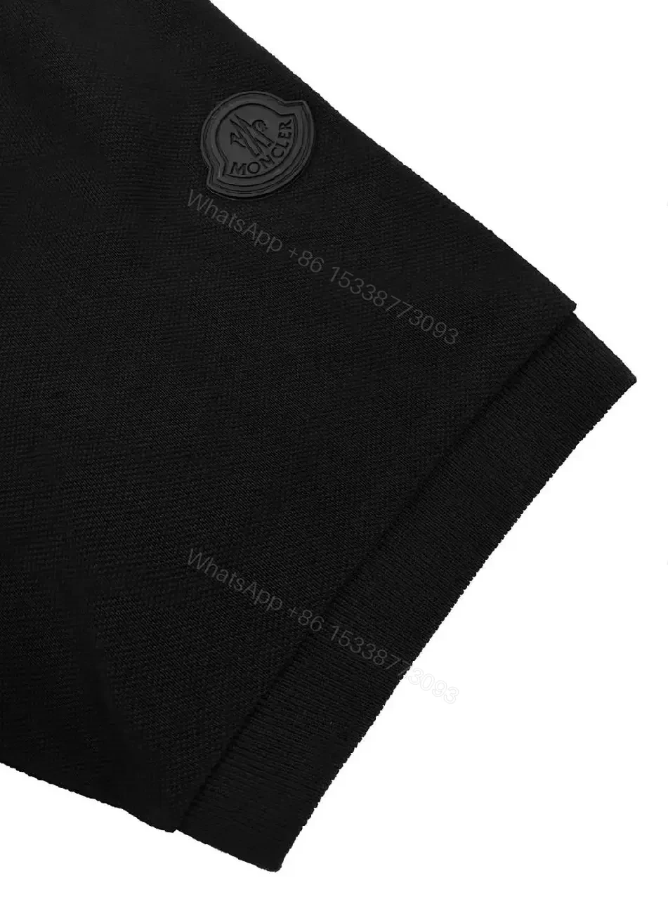 View 6 of Black Knit Polo Shirt with Classic Collar, Matte Finish