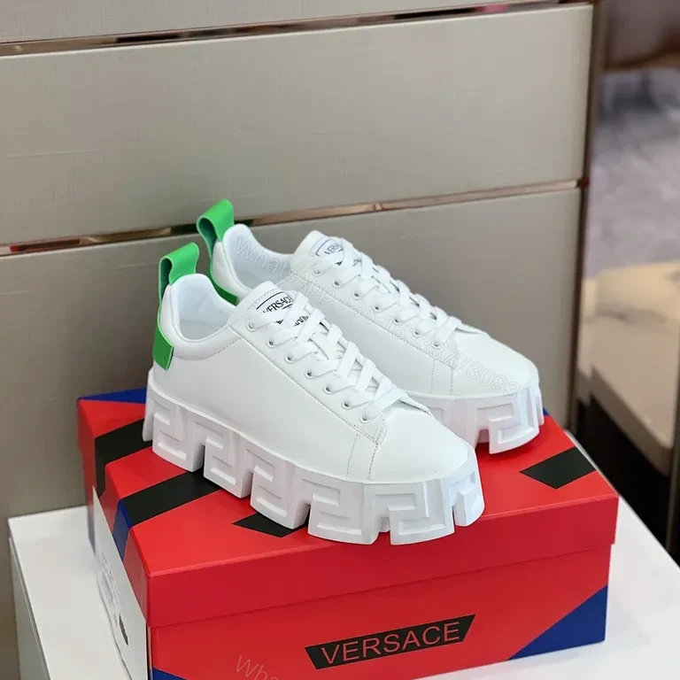 View 3 of White Platform Sneakers: Versace Geometry, Luxury Comfort