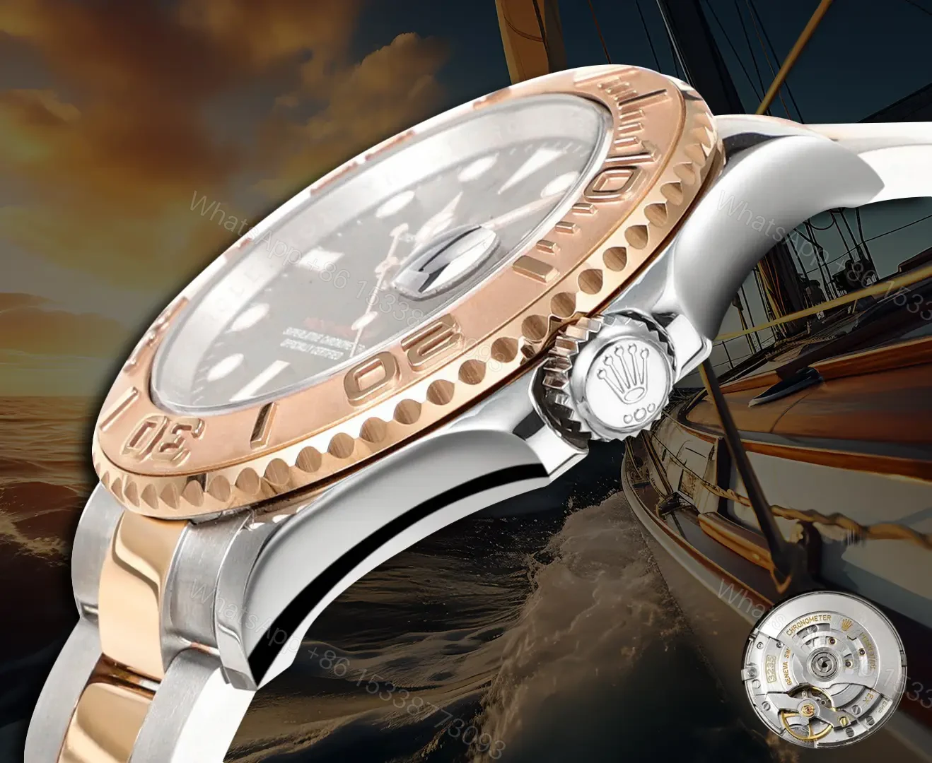 View 6 of Fake Rolex Yacht-Master 40 Everose Rolesor Replica 126621-0001