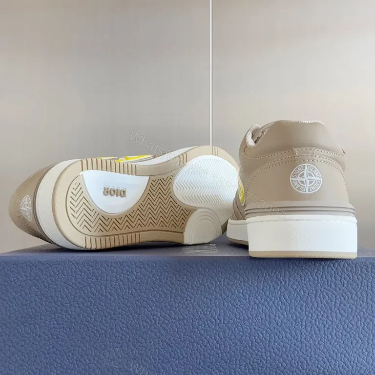 View 9 of Chic Dior-Inspired Low-Top Sneakers, Neutral Palette