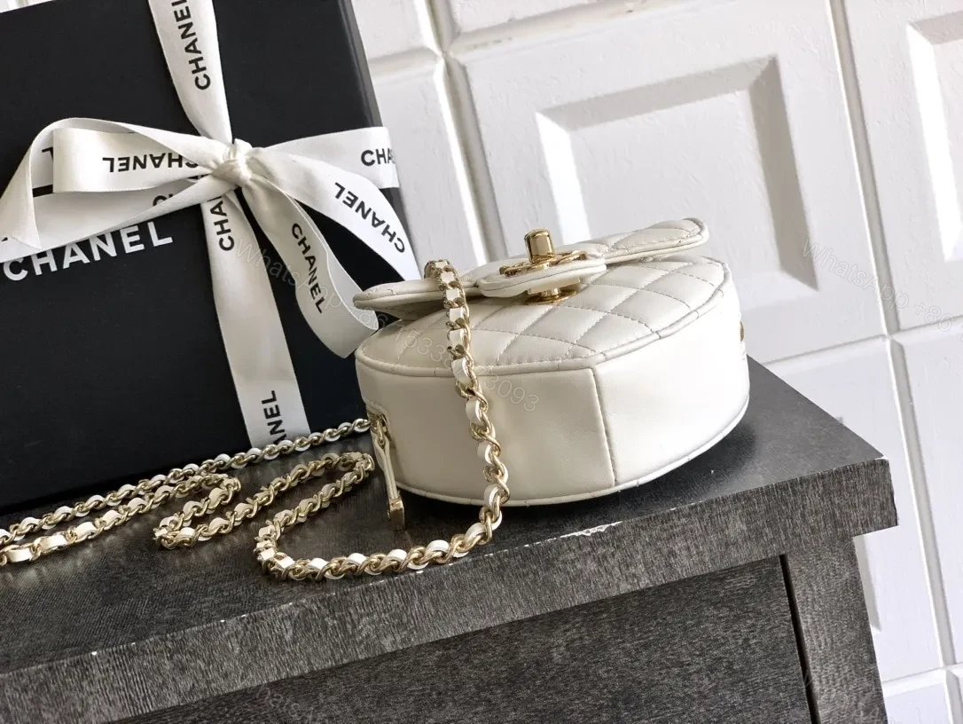 View 3 of Quilted Lambskin Mini Bag: Timeless White, Gold Clasp