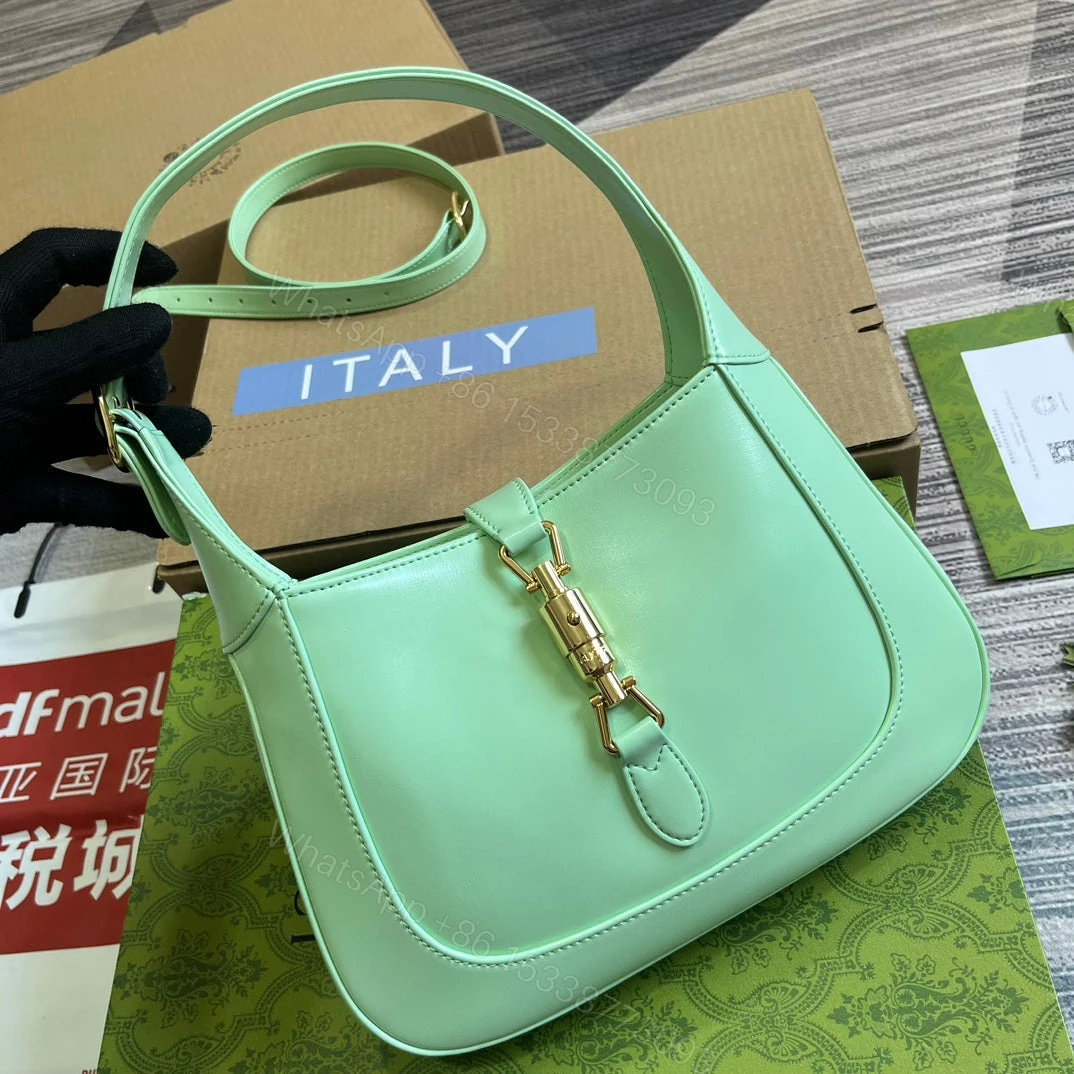 View 2 of GG JACKIE SMALL 28 SHOULDER BAG IN LIGHT GREEN CALFSKIN