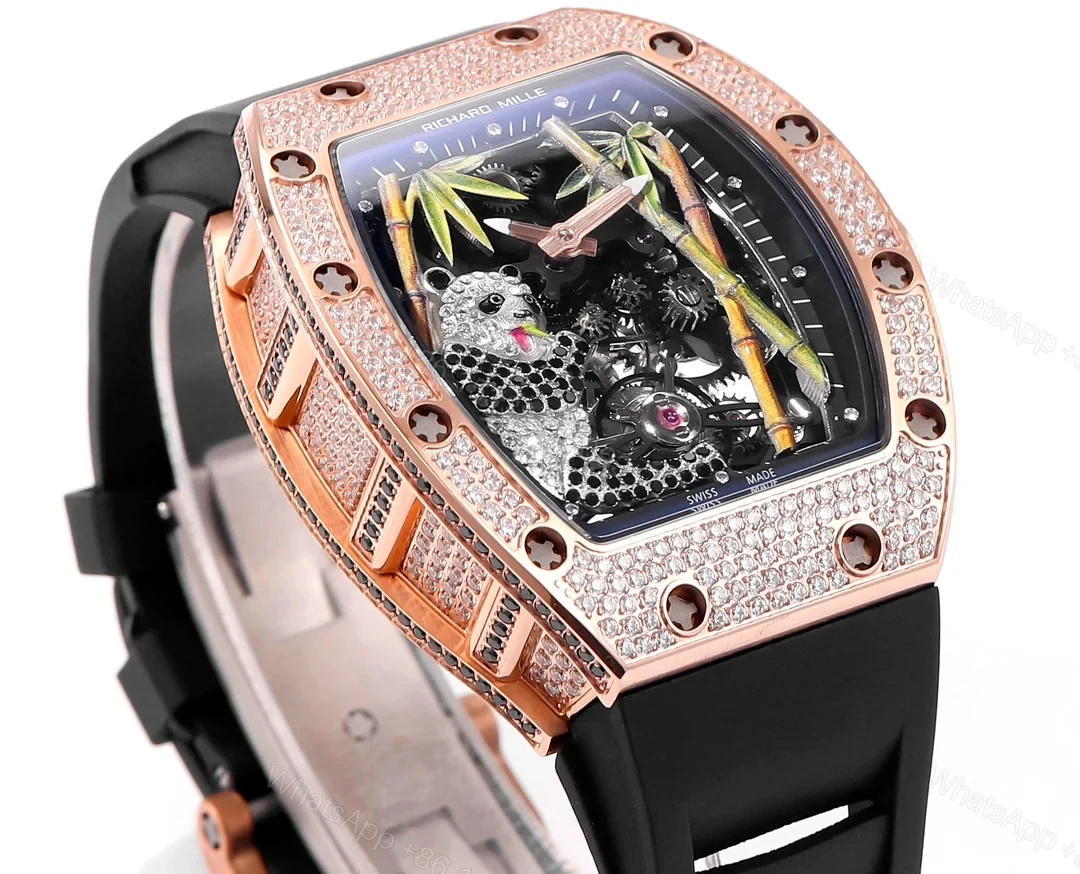 View 3 of Richard Mille RM26-01 Panda Tourbillon Watch Diamond Set National Treasure Panda Bamboo Art Dial Mechanical Luxury Edition RM26-01-PND-BAM