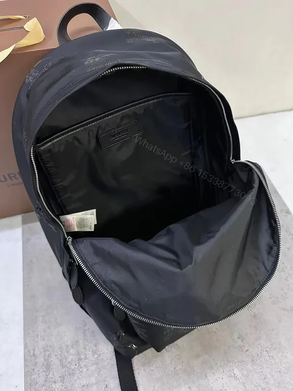 View 5 of Charcoal Burberry Monogram Leather-Trim Backpack for City Life