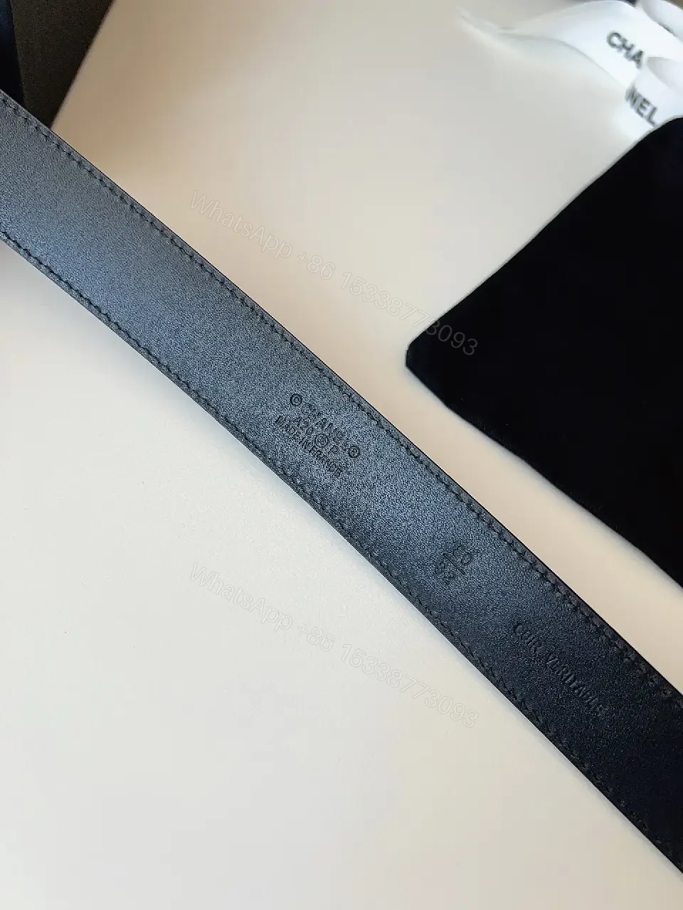 View 7 of Quilted Black Belt with Pearl Buckle - Lux Style Accessory