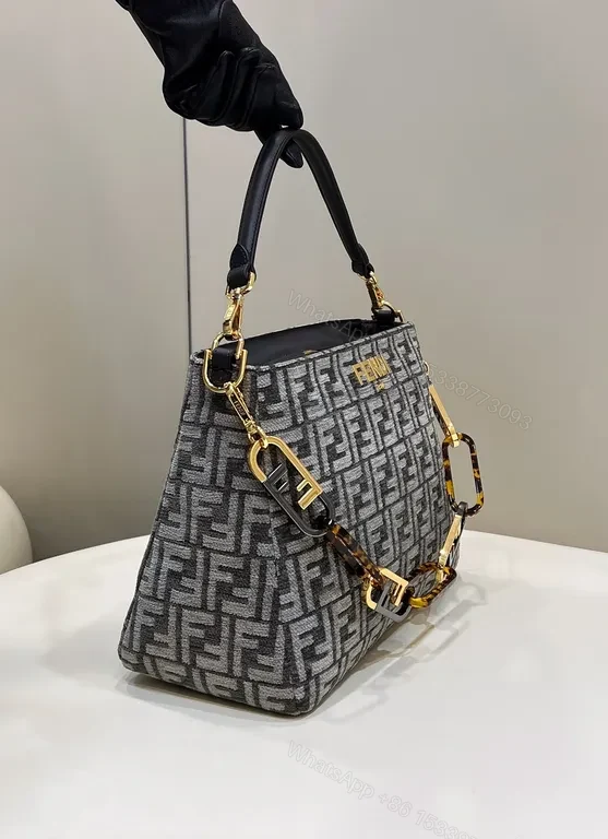 View 5 of Patterned Luxury Handbag with Gold-Accent Hardware