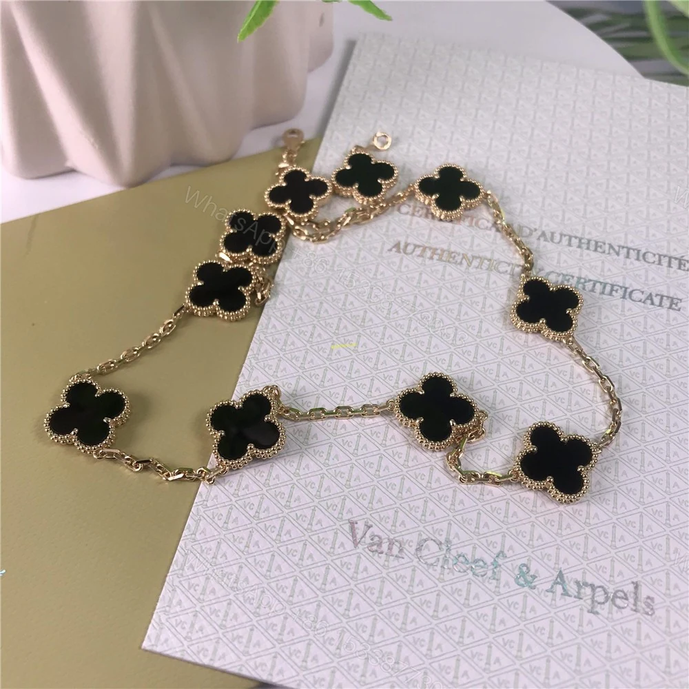 View 2 of VCA Alhambra 10 motifs Necklace Onyx 18K Yellow Gold