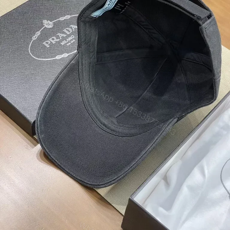 View 6 of Prada Black Cap â€” Subtle Logo, Structured Luxury Cap