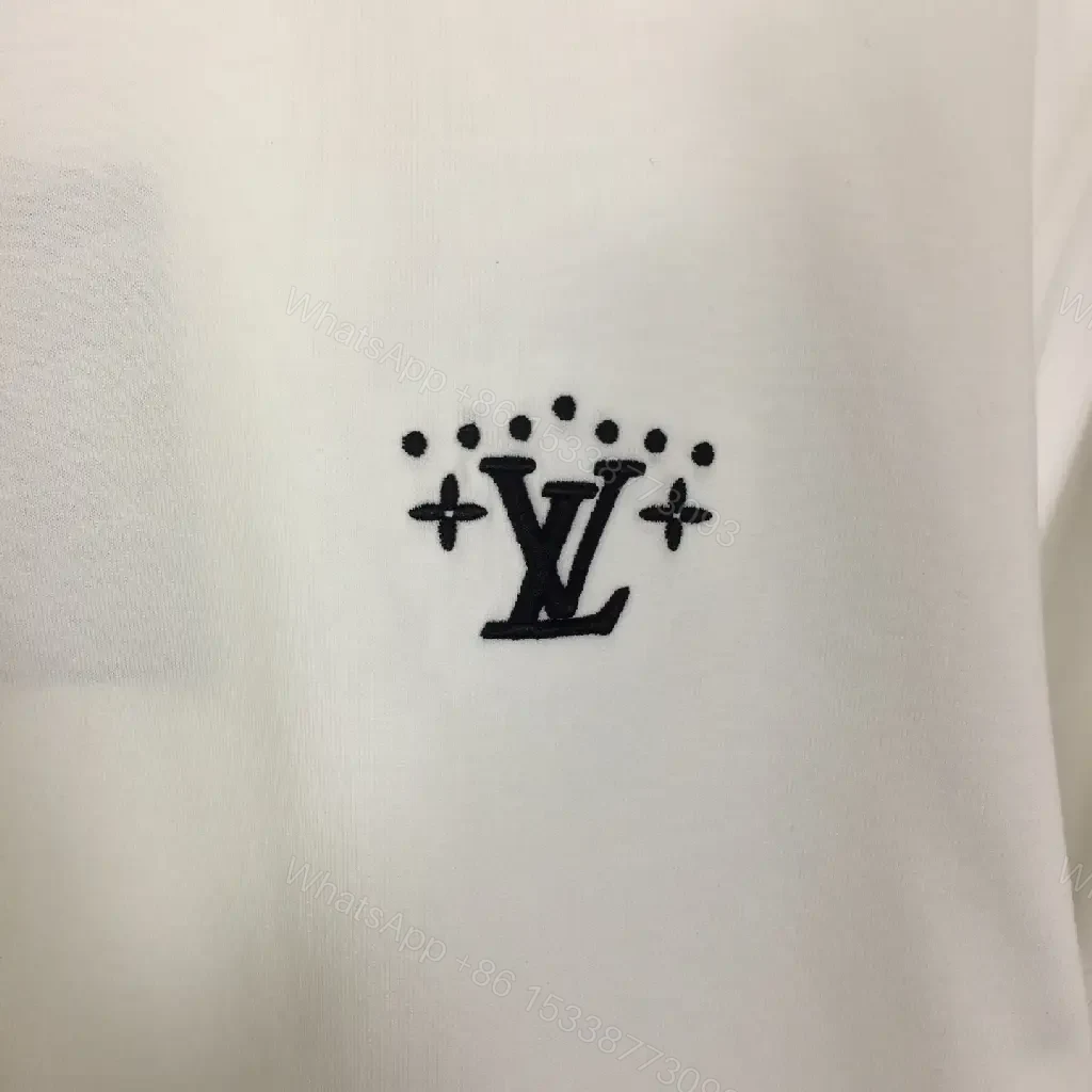 View 5 of Minimalist White Tee: Subtle LV-Inspired Emblem, Premium Cotton Blend