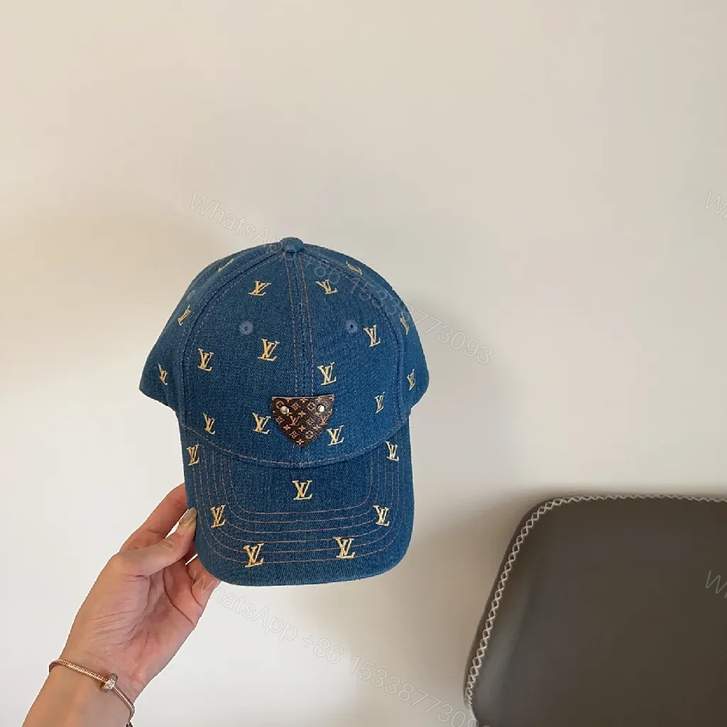 View 3 of Denim Luxury Baseball Cap with LV Monogram: Refined Casual Headwear