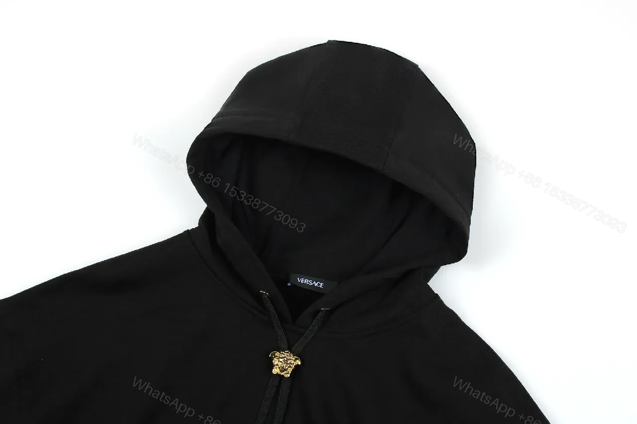 View 7 of Black Cotton Hoodie with Luxe Details, Minimalist Designer Style