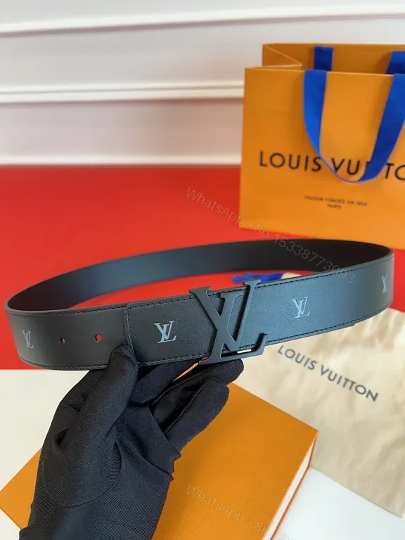 View 4 of Bold LV Signature Belt: Premium Full-Grain Leather, Monogram Accent
