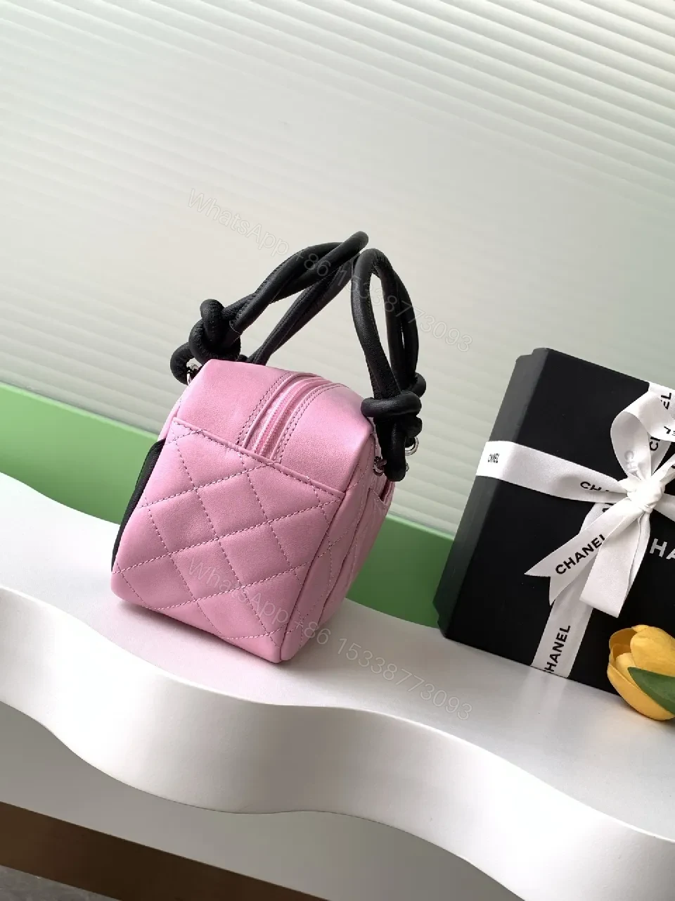 View 7 of Pink Quilted Handbag: Lux Metallic Detail, Compact Chic Bag