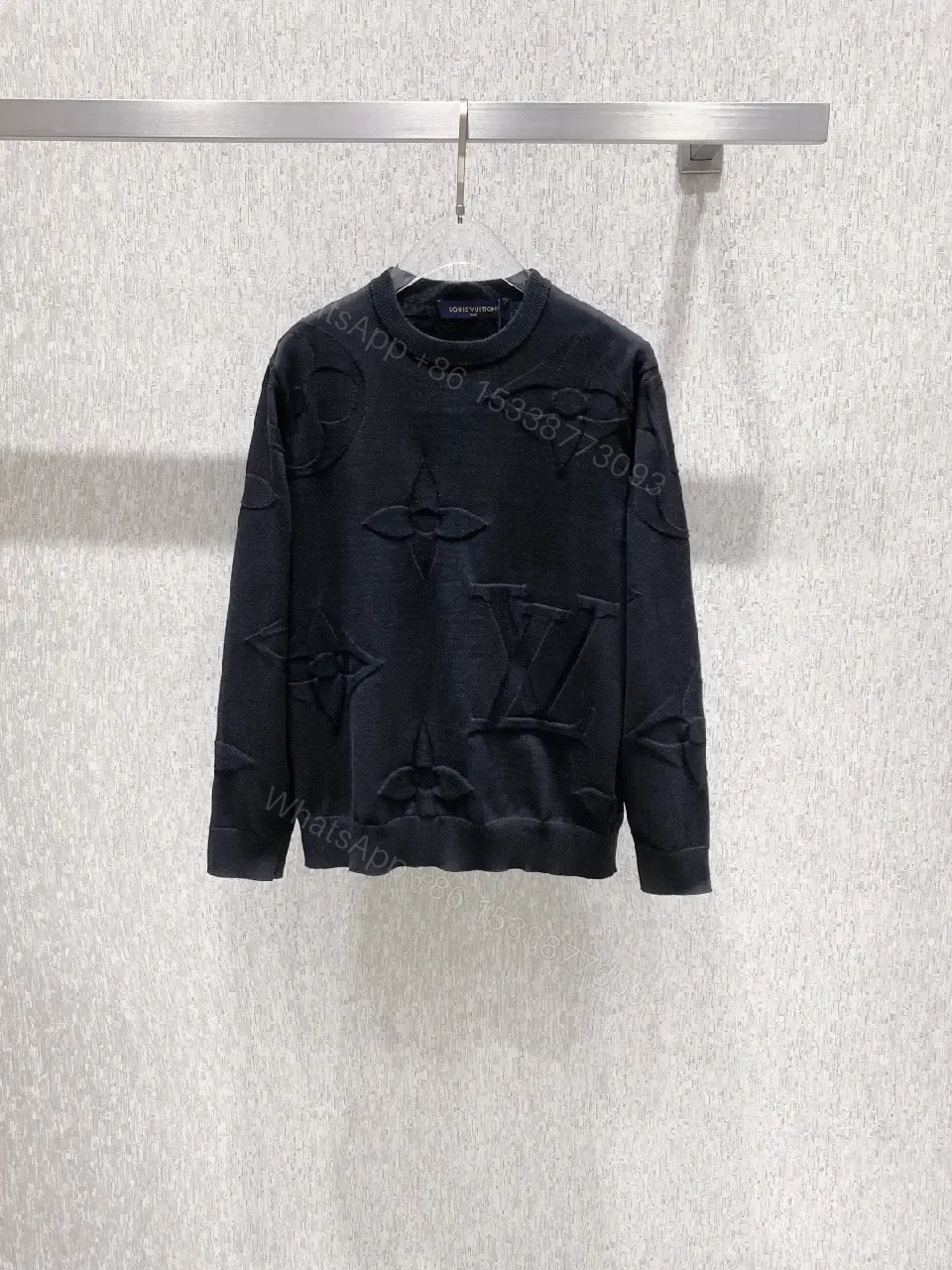View 4 of Textured Monogram Knit Sweater: Luxe, Subtle Statement, Knitwear